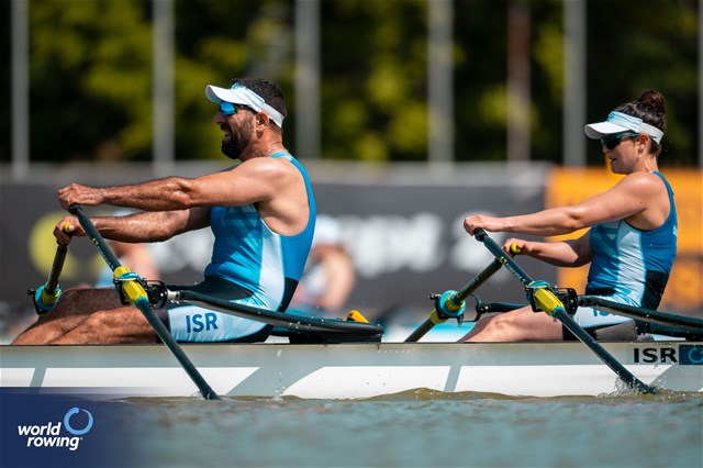 Shahar Milfelder (b), Saleh Shahin (s), PR2 Mixed Double Sculls, Israel, 2025 European Rowing Championships, Plovdiv, Bulgaria / © World Rowing / Benedict Tufnell