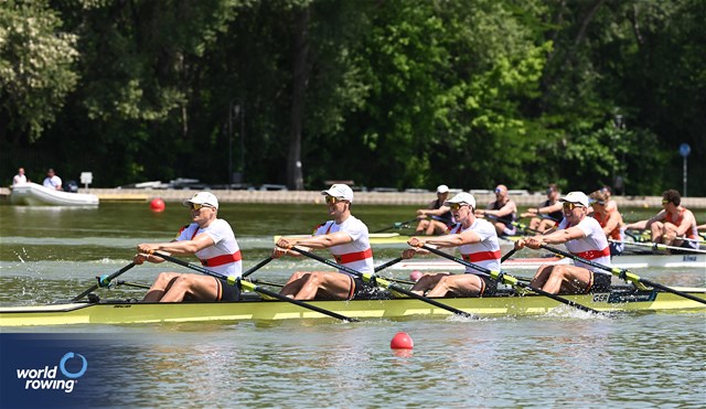Tom Graenitz (b), Felix Heinrich, Ole Hohensee, Oliver Holtz (s), Men's Quadruple Sculls, Germany, 2025 European Rowing Championships, Plovdiv, Bulgaria / © Detlev Seyb / MyRowingPhoto.com