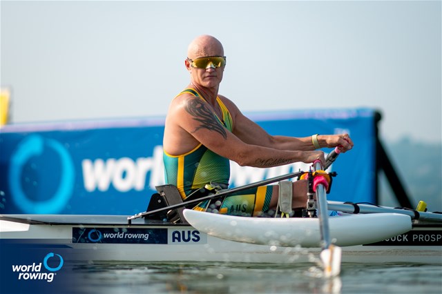 Erik Horrie, PR1 Mens Single Sculls, Australia, 2025 World Rowing Cup Varese - Varese, Italy / World Rowing / Benedict Tufnell