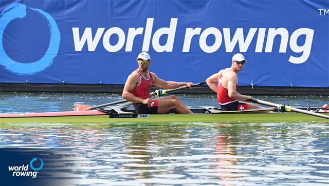 Jonah Plock (b), Patrick Brunner (s), Men's Pair, Switzerland, 2025 World Rowing Cup Varese - Varese, Italy / Detlev Seyb / MyRowingPhoto.com