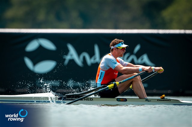 Simon Van Dorp, Men's Single Sculls, Netherlands, 2025 World Rowing Cup Varese - Varese, Italy / World Rowing / Benedict Tufnell