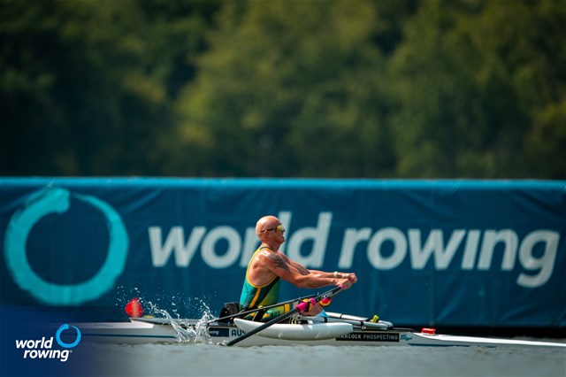 Erik Horrie, PR1 Mens Single Sculls, Australia, 2025 World Rowing Cup Varese - Varese, Italy / World Rowing / Benedict Tufnell