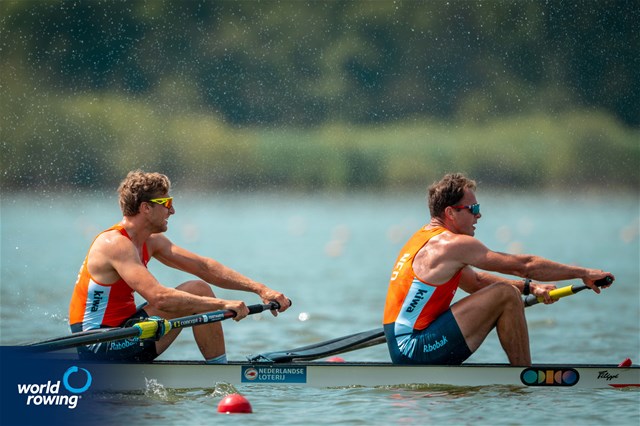 Olav Molenaar (b), Jan Van Der Bij (s), Men's Pair, Netherlands, 2025 World Rowing Cup Varese - Varese, Italy / World Rowing / Benedict Tufnell
