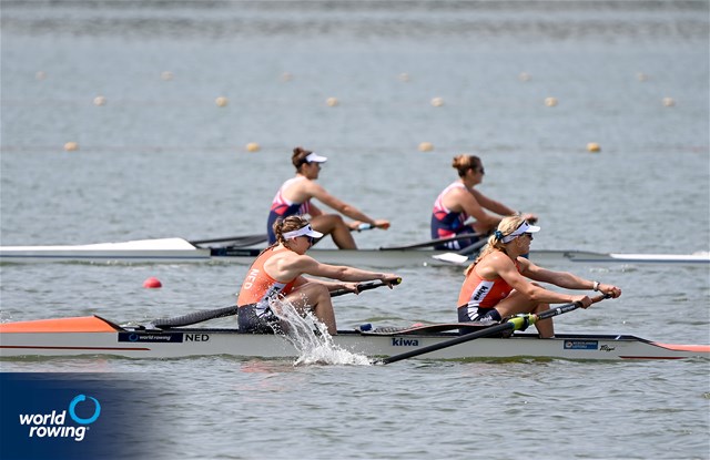 Nika Johanna Vos (b), Linn Van Aanholt (s), Women's Pair, Netherlands, 2025 World Rowing Cup Varese - Varese, Italy / Detlev Seyb / MyRowingPhoto.com