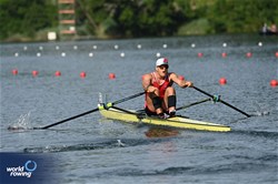 Maurin Lange, Men's Single Sculls, Switzerland, 2025 World Rowing Cup Lucerne, Lucerne, Switzerland / © Detlev Seyb / MyRowingPhoto.com