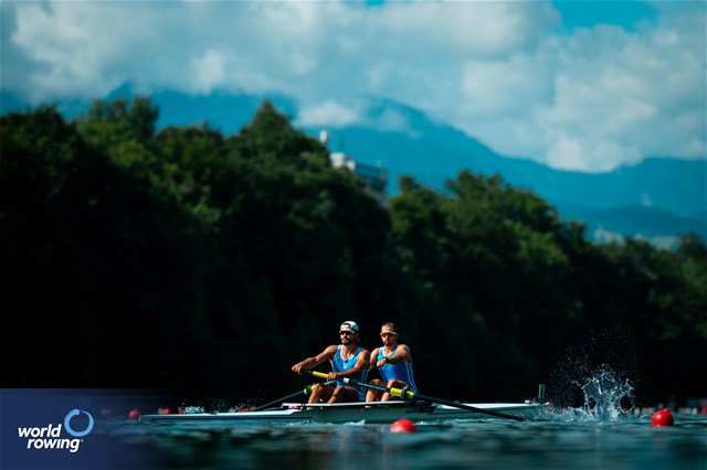 Dimitrios Boukouvalas (b), Zisis Boukouvalas (s), Men's Pair, Greece, 2025 World Rowing Cup Lucerne, Lucerne, Switzerland / © World Rowing / Benedict Tufnell