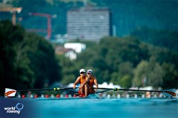 Hairong Zhang (b), Shuxian Zhang (s), Women's Pair, People's Republic of China, 2025 World Rowing Cup Lucerne, Lucerne, Switzerland / © World Rowing / Benedict Tufnell
