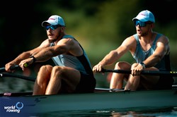 Ilia Ivanov (b), Ivan Kladov (s), Men's Pair, Individual Neutral Athlete, 2025 World Rowing Cup Lucerne, Lucerne, Switzerland / © World Rowing / Benedict Tufnell