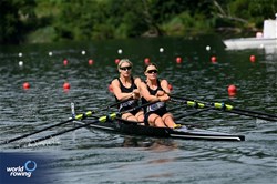 Ella Cossill (b), Sophie Egnot-Johnson (s), Women's Double Sculls, New Zealand, 2025 World Rowing Cup Lucerne, Lucerne, Switzerland / © Detlev Seyb / MyRowingPhoto.com