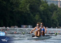 Dimitra Kontou (b), Christina Bourmpou (s), Women's Pair, Greece, 2025 World Rowing Cup Lucerne, Lucerne, Switzerland / © Detlev Seyb / MyRowingPhoto.com