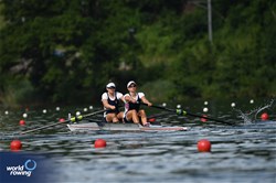 Teal Cohen (b), Kate Knifton (s), Women's Pair, United States of America, 2025 World Rowing Cup Lucerne, Lucerne, Switzerland / © Detlev Seyb / MyRowingPhoto.com