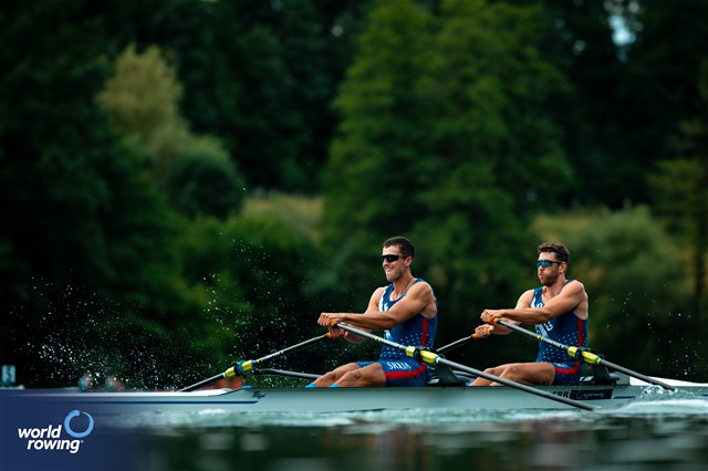 Martin Mackovic (b), Nikolaj Pimenov (s), Men's Double Sculls, Serbia, 2025 World Rowing Cup Lucerne, Lucerne, Switzerland / © World Rowing / Benedict Tufnell