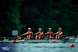 Sheung Yee Wong (b), Wing Yan Winne Hung, Wing Wun Leung, King Wan Leung (s), Women's Four, Hong Kong, China, 2025 World Rowing Cup Lucerne, Lucerne, Switzerland / © World Rowing / Benedict Tufnell