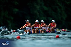 Patrik Loncaric (b), Anton Loncaric, Martin Sinkovic, Valent Sinkovic (s), Men's Four, Croatia, 2025 World Rowing Cup Lucerne, Lucerne, Switzerland / © World Rowing / Benedict Tufnell