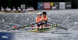 Oeds Blom (b), Cornelus Palsma (s), Men's Double Sculls, Netherlands, 2025 World Rowing Cup Lucerne, Lucerne, Switzerland / © Detlev Seyb / MyRowingPhoto.com