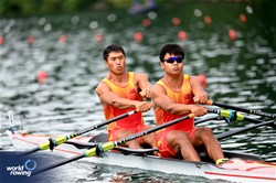 Chao Zhao (b), Linfu Li (s), Men's Double Sculls, People's Republic of China, 2025 World Rowing Cup Lucerne, Lucerne, Switzerland / © Detlev Seyb / MyRowingPhoto.com