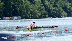 Jan Helmich (b), Hermine Krumbein (s), PR3 Mixed Double Sculls, Germany, 2025 World Rowing Cup Lucerne, Lucerne, Switzerland / © Detlev Seyb / MyRowingPhoto.com