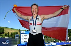 Lara Tiefenthaler, Lightweight Women's Single Sculls, Austria, Silver, 2025 World Rowing Cup Lucerne, Lucerne, Switzerland / © Detlev Seyb / MyRowingPhoto.com