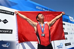 Hin Chun Chiu, Lightweight Men's Single Sculls, Hong Kong, China, Silver, 2025 World Rowing Cup Lucerne, Lucerne, Switzerland / © Detlev Seyb / MyRowingPhoto.com