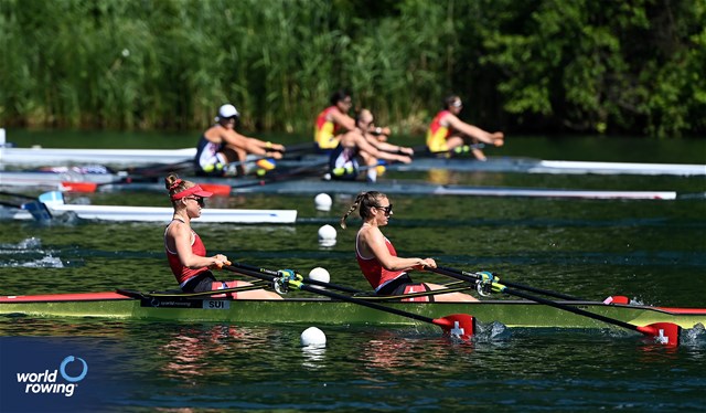 Salome Ulrich (b), Fabienne Schweizer (s), Women's Double Sculls, Switzerland, 2025 World Rowing Cup Lucerne, Lucerne, Switzerland / © Detlev Seyb / MyRowingPhoto.com