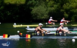 Marlon Colpaert (b), Tibo Vyvey (s), Men's Double Sculls, Belgium, 2025 World Rowing Cup Lucerne, Lucerne, Switzerland / © Detlev Seyb / MyRowingPhoto.com