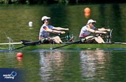 Jan Helmich (b), Hermine Krumbein (s), PR3 Mixed Double Sculls, Germany, 2025 World Rowing Cup Lucerne, Lucerne, Switzerland / © Detlev Seyb / MyRowingPhoto.com