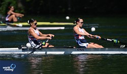 Margaux Bailleul (b), Josephine Cornut (s), Women's Pair, France, 2025 World Rowing Cup Lucerne, Lucerne, Switzerland / © Detlev Seyb / MyRowingPhoto.com