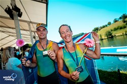Lisa Greissl (b), Sam Stunell (s), PR3 Mixed Double Sculls, Australia, Silver, 2025 World Rowing Cup Lucerne, Lucerne, Switzerland / © World Rowing / Benedict Tufnell
