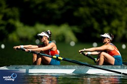 Melita Abraham (b), Antonia Abraham (s), Women's Pair, Chile, 2025 World Rowing Cup Lucerne, Lucerne, Switzerland / © World Rowing / Benedict Tufnell