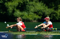 Lisa Loetscher (b), Celia Dupre (s), Women's Pair, Switzerland, 2025 World Rowing Cup Lucerne, Lucerne, Switzerland / © World Rowing / Benedict Tufnell