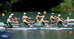 Domantas Stankunas (b), Mantas Juskevicius, Povilas Stankunas, Dovydas Stankunas (s), Men's Four, Lithuania, 2025 World Rowing Cup Lucerne, Lucerne, Switzerland / © Detlev Seyb / MyRowingPhoto.com