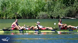 Dominik Czaja (b), Cezary Litka, Miroslaw Zietarski, Mateusz Biskup (s), Men's Quadruple Sculls, Poland, 2025 World Rowing Cup Lucerne, Lucerne, Switzerland / © Detlev Seyb / MyRowingPhoto.com