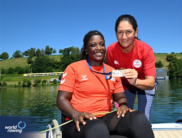 Ahlem Jeddi, PR1 Womens Single Sculls, Tunisia, Bronze, 2025 World Rowing Cup Lucerne, Lucerne, Switzerland / © Detlev Seyb / MyRowingPhoto.com