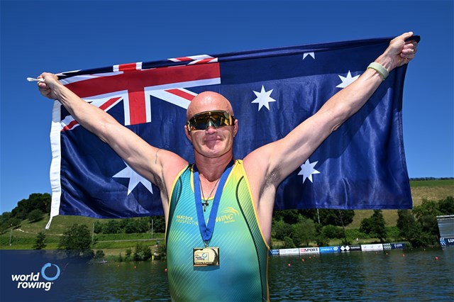 Erik Horrie, PR1 Mens Single Sculls, Australia, Gold, 2025 World Rowing Cup Lucerne, Lucerne, Switzerland / © Detlev Seyb / MyRowingPhoto.com