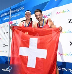 Jonah Plock (b), Patrick Brunner (s), Men's Pair, Switzerland, Bronze, 2025 World Rowing Cup Lucerne, Lucerne, Switzerland / © Detlev Seyb / MyRowingPhoto.com