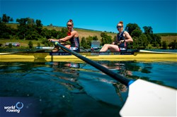 Eleanor Brinkhoff (b), Megan Slabbert (s), Women's Pair, Great Britain, Bronze, 2025 World Rowing Cup Lucerne, Lucerne, Switzerland / © World Rowing / Benedict Tufnell