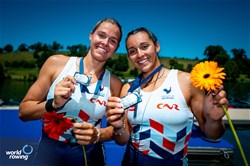 Elodie Ravera Scaramozzino (b), Emma Lunatti (s), Women's Double Sculls, France, Silver, 2025 World Rowing Cup Lucerne, Lucerne, Switzerland / © World Rowing / Benedict Tufnell