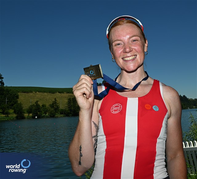 Frida Sanggaard Nielsen, Women's Single Sculls, Denmark, Bronze, 2025 World Rowing Cup Lucerne, Lucerne, Switzerland / © Detlev Seyb / MyRowingPhoto.com