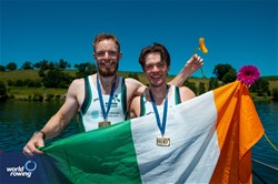 Fintan Mc Carthy (b), Konan Pazzaia (s), Men's Double Sculls, Ireland, Bronze, 2025 World Rowing Cup Lucerne, Lucerne, Switzerland / © World Rowing / Benedict Tufnell
