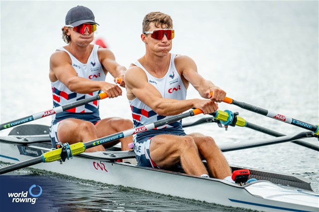 Leon Pignot (b), Leo Desmolles (s), Under 23 Lightweight Men's Double Sculls, France, 2025 World Rowing Under 23 Championships, Poznan, Poland / © World Rowing / Benedict Tufnell