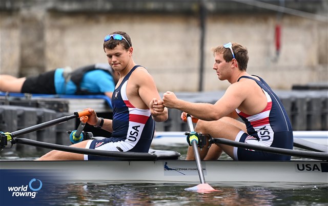 Matthew Kennedy (b), Ryan Miller (s), Under 23 Men's Double Sculls, United States of America, 2025 World Rowing Under 23 Championships, Poznan, Poland / © Maren Derlien / MyRowingPhoto.com