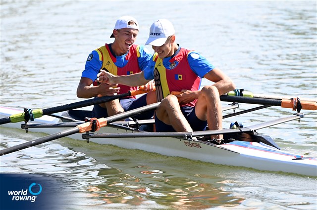 Artiom Burlac (b), Nichita Naumciuc (s), Under 23 Lightweight Men's Double Sculls, Republic of Moldova, 2025 European Rowing Under 23 Championships, Racice, Czechia / © Detlev Seyb / MyRowingPhoto.com