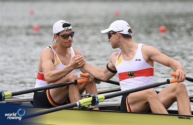 Joachim Agne (b), Paul Maissenhaelter (s), Lightweight Men's Double Sculls, Germany, 2025 World Rowing Championships, Shanghai, China / © Detlev Seyb / MyRowingPhoto.com