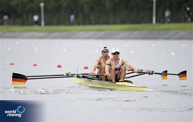 Joachim Agne (b), Paul Maissenhaelter (s), Lightweight Men's Double Sculls, Germany, 2025 World Rowing Championships, Shanghai, China / © Detlev Seyb / MyRowingPhoto.com
