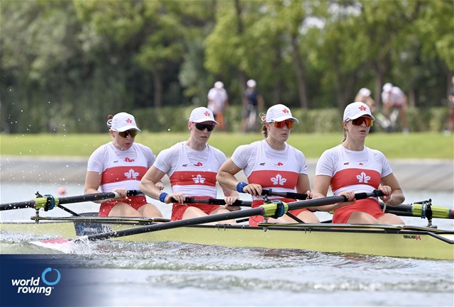 Caileigh Filmer (b), Alexis Cronk, Sally Jones, Brenna Randall (s), Women's Four, Canada, 2025 World Rowing Championships, Shanghai, China / © Maren Derlien / MyRowingPhoto.com