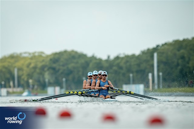Luca Chiumento (b), Luca Rambaldi, Andrea Panizza, Giacomo Gentili (s), Men's Quadruple Sculls, Italy, 2025 World Rowing Championships, Shanghai, China / © World Rowing / Benedict Tufnell