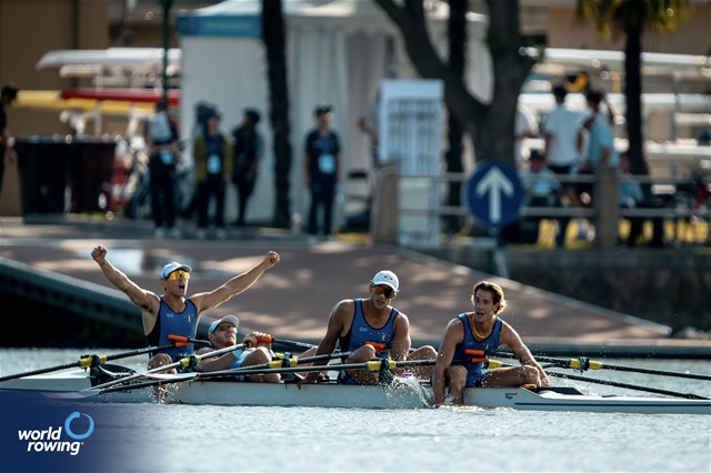 Luca Chiumento (b), Luca Rambaldi, Andrea Panizza, Giacomo Gentili (s), Men's Quadruple Sculls, Italy, 2025 World Rowing Championships, Shanghai, China / © World Rowing / Benedict Tufnell