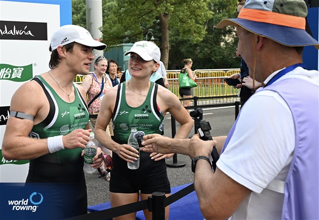 Fintan McCarthy (b), Margaret Cremen (s), Mixed Double Sculls, Ireland, gold, 2025 World Rowing Championships, Shanghai, China / © Detlev Seyb / MyRowingPhoto.com